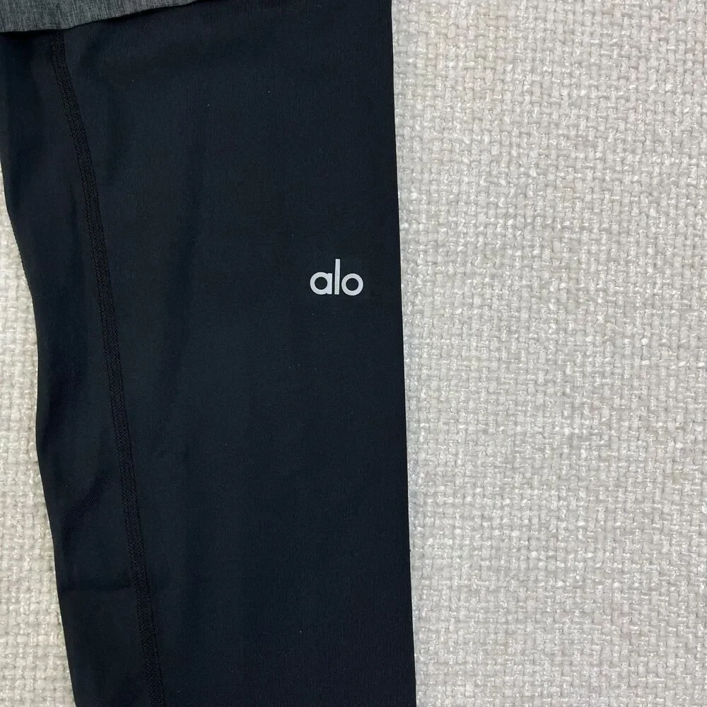 ALO Yoga Stability 2-in-1 Tights Shorts Men's XL Gray Black Zip Pocket Made USA